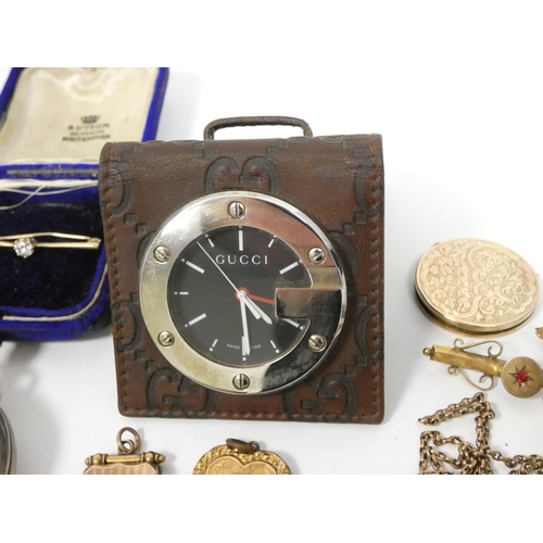 87 - Two silver watch guards and various silver, rolled gold and other items.