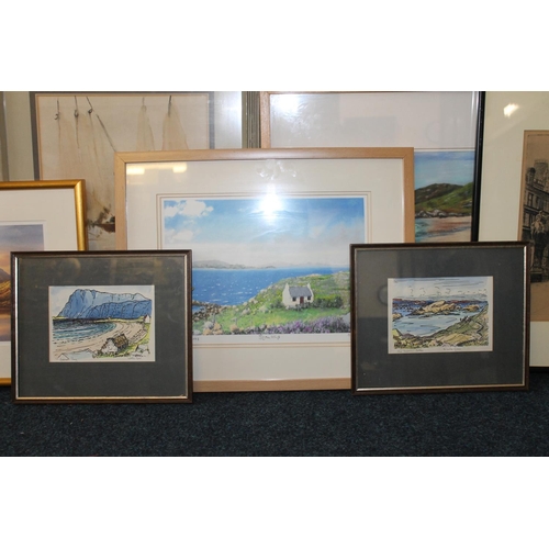 465 - Group of paintings and prints to include HELLAN CHARLES, R A WYLIE, NEIL BARLOW, HEATHER KNIGHT, ALI... 