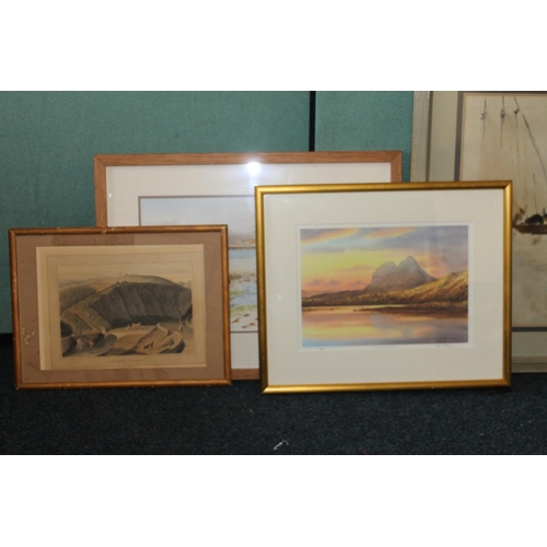 465 - Group of paintings and prints to include HELLAN CHARLES, R A WYLIE, NEIL BARLOW, HEATHER KNIGHT, ALI... 