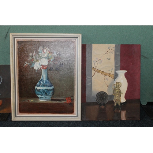 478 - J G CAMPBELL after JEAN BAPTISTE SIMEON CHARDIN, Flowers in a Vase, oil painting on board, signed ve... 