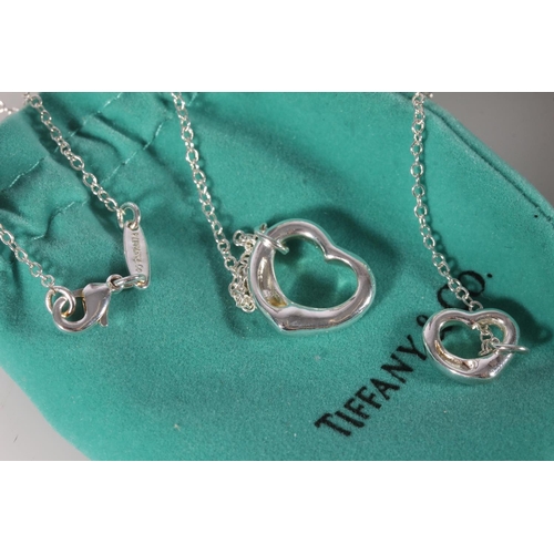 579 - Tiffany and Co silver heart pendant on chain boxed, also a pair of Charles Rennie Macintosh design e... 