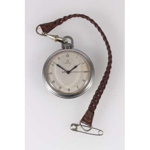 584 - Omega stainless steel cased pocket watch in slim case.