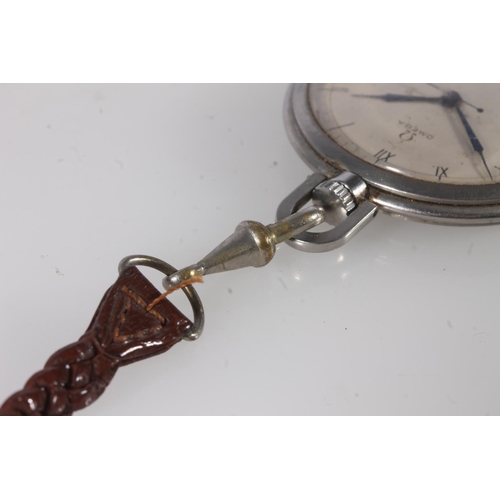 584 - Omega stainless steel cased pocket watch in slim case.