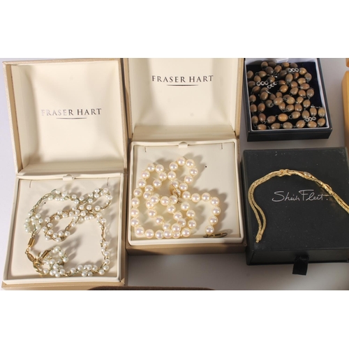 590 - Large group of costume jewellery to include faux pearl necklaces, cufflinks, crystal bead necklace e... 