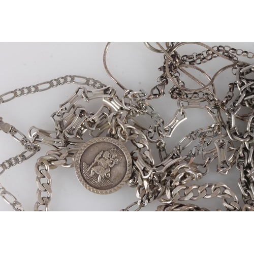 602 - Silver and white metal jewellery to include neck chains, pendants, earrings, ring etc.