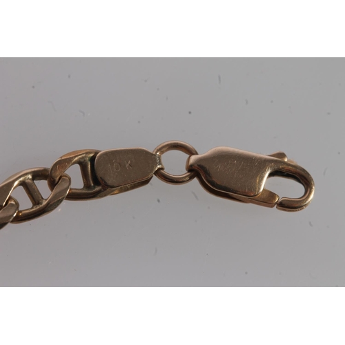 609 - Yellow metal flat mariner (anchor) link bracelet, the clasp stamped '10KT', untested, 6.4g.