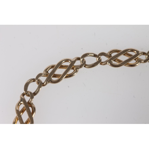 620 - 9ct gold knot pattern bracelet, 7.9g.