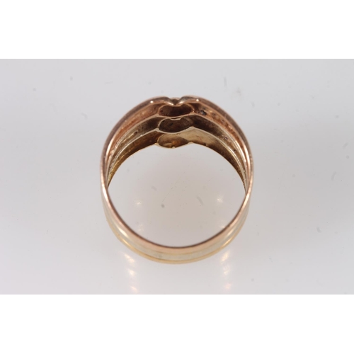 623 - 14ct gold triple ring, stamped '575', size O, 4.3g.