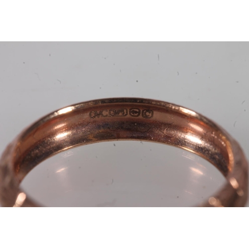 626 - Two Italian 9ct rose gold rings, size O, 2.5g gross.