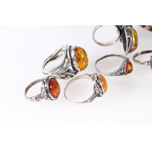 631 - Group of amber set silver and other dress rings.