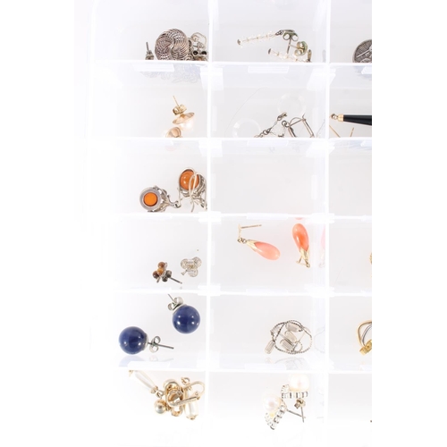 652 - Collection of earrings to include faux pearl, coral, amber, mother of pearl, and others, also St Chr... 