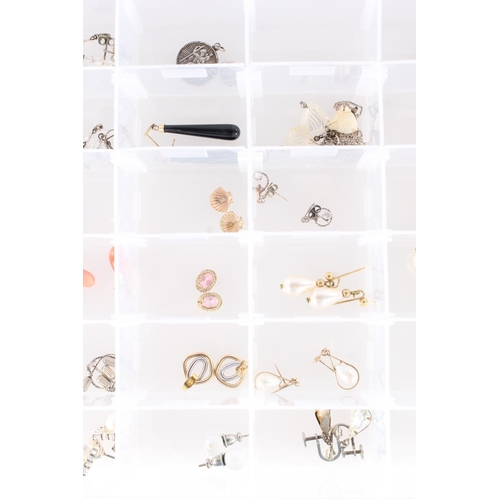 652 - Collection of earrings to include faux pearl, coral, amber, mother of pearl, and others, also St Chr... 