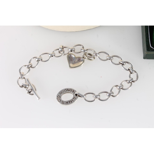 722 - Links of London silver bracelet and bangle, 25.6g gross held in two Link of London boxes, also a Kit... 