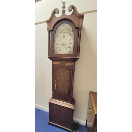 134 - 19th century eight day longcase clock by (Hugh) Armstrong  of Alston Moor, the painted dial signed b... 