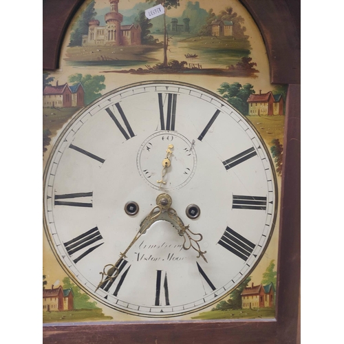 134 - 19th century eight day longcase clock by (Hugh) Armstrong  of Alston Moor, the painted dial signed b... 