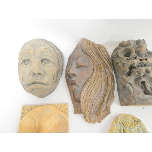 363 - Group of abstract glazed stoneware character masks from the studio of Paul B. Hardcastle. (7)