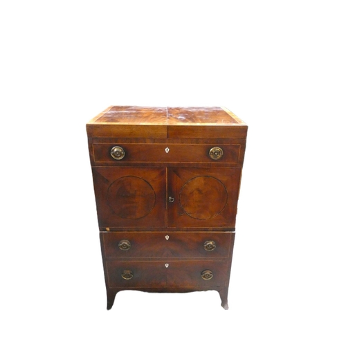 451 - 19th century mahogany washstand of square form the hinge top opening to reveal four recepticles, abo... 