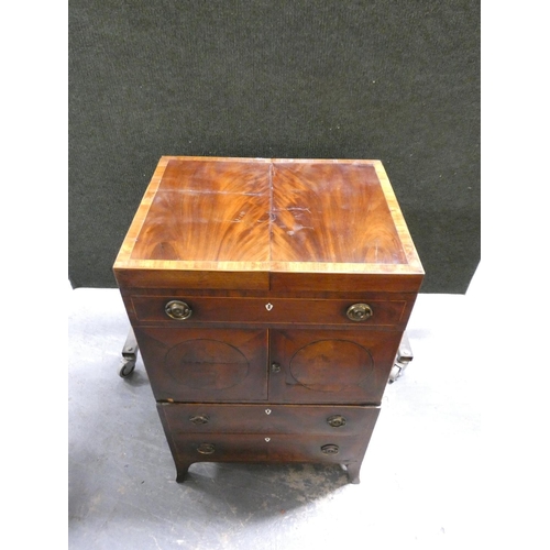 451 - 19th century mahogany washstand of square form the hinge top opening to reveal four recepticles, abo... 