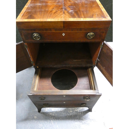 451 - 19th century mahogany washstand of square form the hinge top opening to reveal four recepticles, abo... 