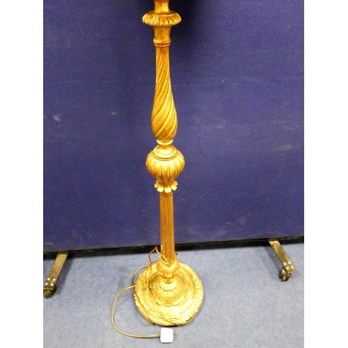 455 - Early 20th Century giltwood turned standard lamp. Height 189cm.