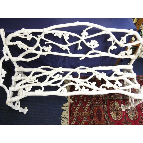 459 - Victorian 19th century cast iron Coalbrookdale style garden bench with white painted back, seat and ... 