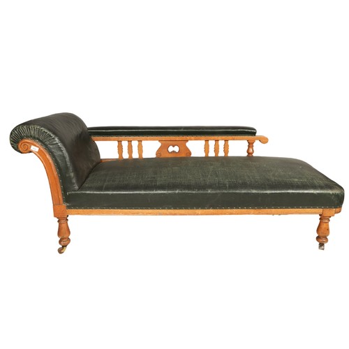 618 - Victorian leather chaise longue, approx. 189cm long