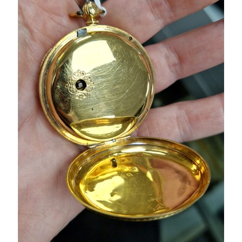 143 - 18ct gold pocket watch, 53g