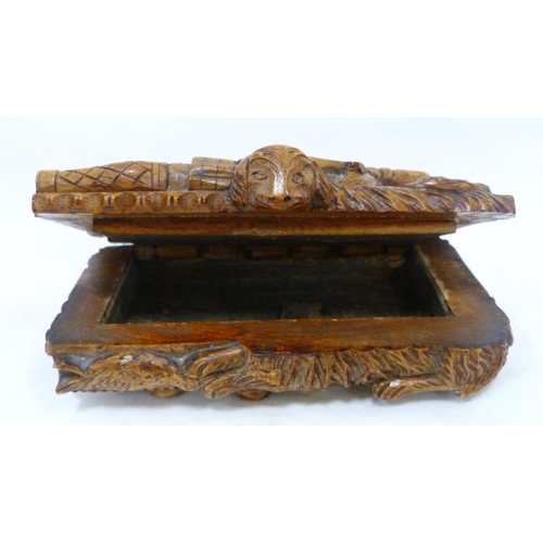 394 - Scottish carved sycamore blind man's table snuff box, 19th century, carved with figures relating to ... 