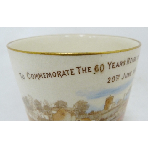 318 - Doulton Burslem ceramic beaker to commemorate sixty years reign of Her Majesty Queen Victoria, 20th ... 