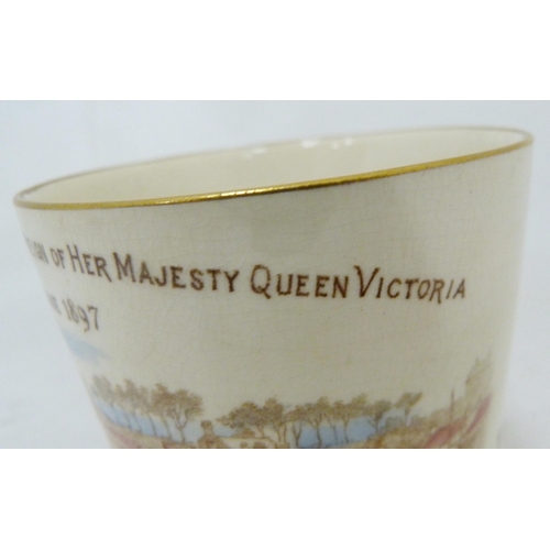 318 - Doulton Burslem ceramic beaker to commemorate sixty years reign of Her Majesty Queen Victoria, 20th ... 