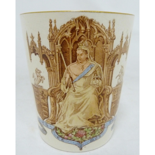 318 - Doulton Burslem ceramic beaker to commemorate sixty years reign of Her Majesty Queen Victoria, 20th ... 