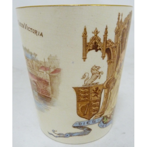 318 - Doulton Burslem ceramic beaker to commemorate sixty years reign of Her Majesty Queen Victoria, 20th ... 