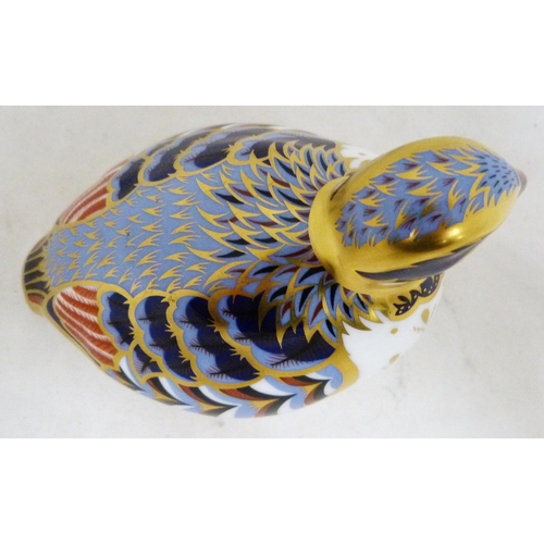 321 - Two Royal Crown Derby animal paperweights modelled as a red legged partridge and a crested tit, larg... 