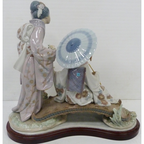 325 - Lladro figure group, 'Springtime in Japan', sculpted by Salvador Debon, modelled as two Geisha girls... 