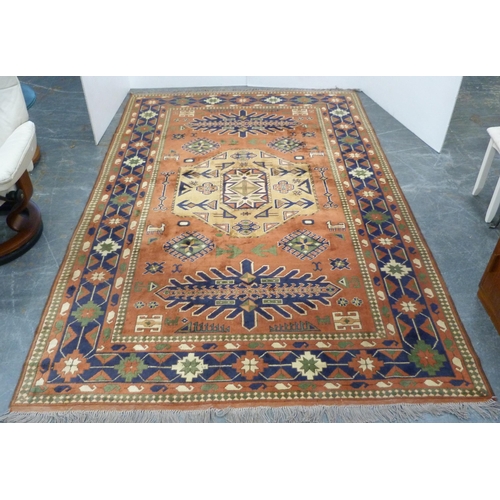 500 - Turkish Kurdish-style hand-knotted rug decorated with assorted geometric motifs, adorned with animal... 