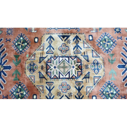 500 - Turkish Kurdish-style hand-knotted rug decorated with assorted geometric motifs, adorned with animal... 