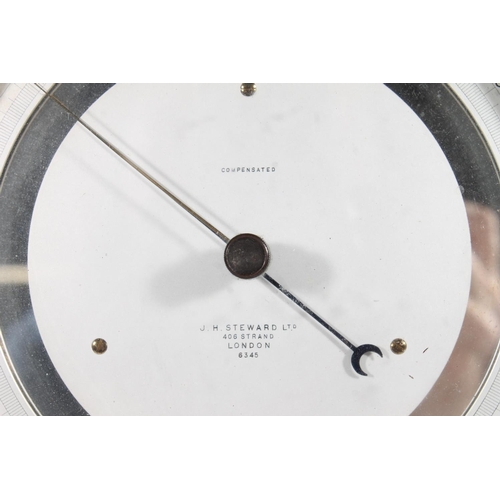 11 - J H Steward compensated barometer on metal frame.