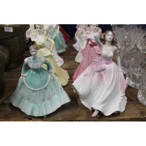 116 - Ten Coalport lady figurines.