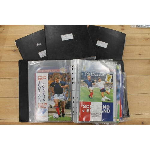 141 - Four black ring binder albums containing 1970s-1990s England and Scotland international football pro... 