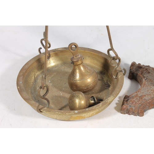 2 - Victorian brass and cast iron shop balance scales, 82cm high.