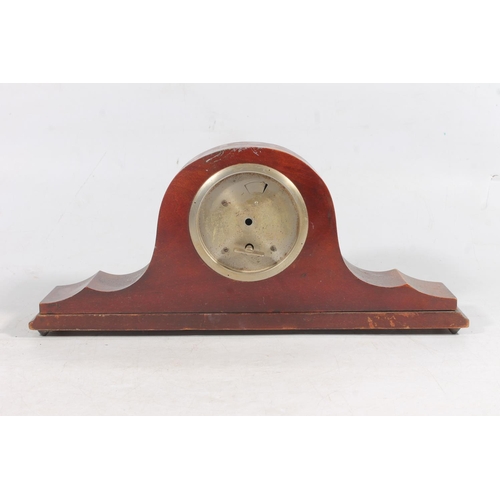 207 - Mahogany inlaid 8 day mantel clock, H18cm.