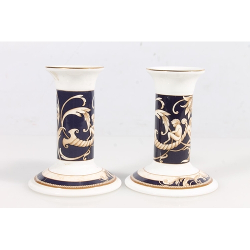 217 - Wedgwood Cornucopia clock garniture, largest 10.5cm high.