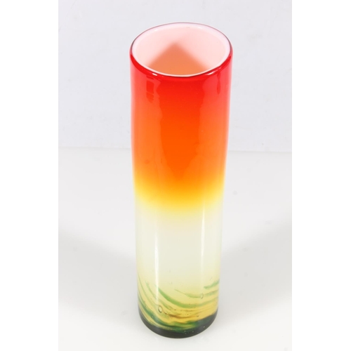 224 - Art Glass cylinder vase, 31cm high.