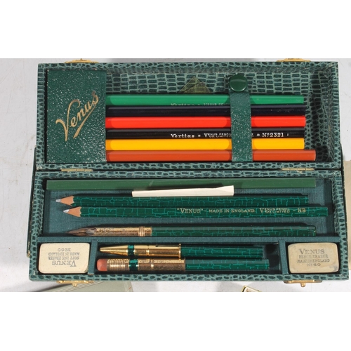 239 - Faber Castell art pencils, Golden Platignum fountain pen, other writing and drawing instruments.