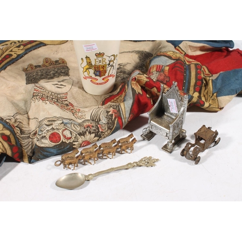 265 - Commemorative flag for the coronation of King Edward VII and other commemorative items.