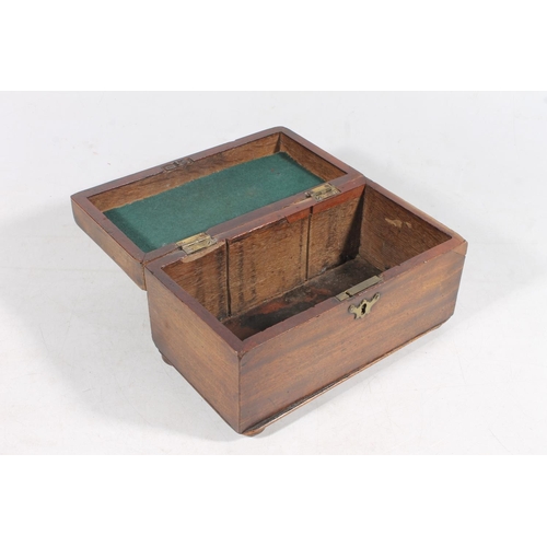 33 - Victorian wooden table box with brass handle, 26cm wide.