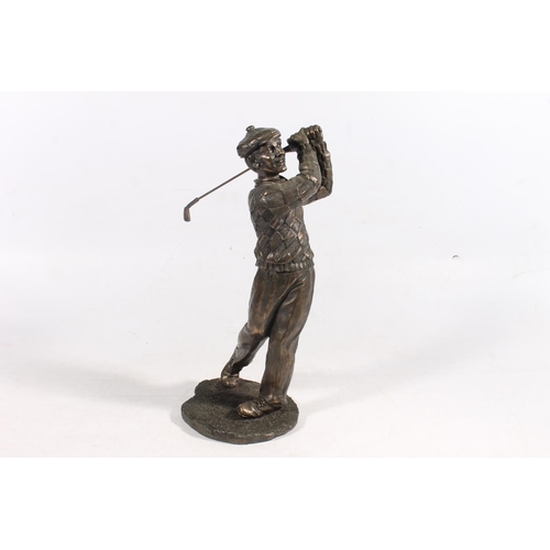 35 - Cast bronzed resin model of a golfer, 40cm high.