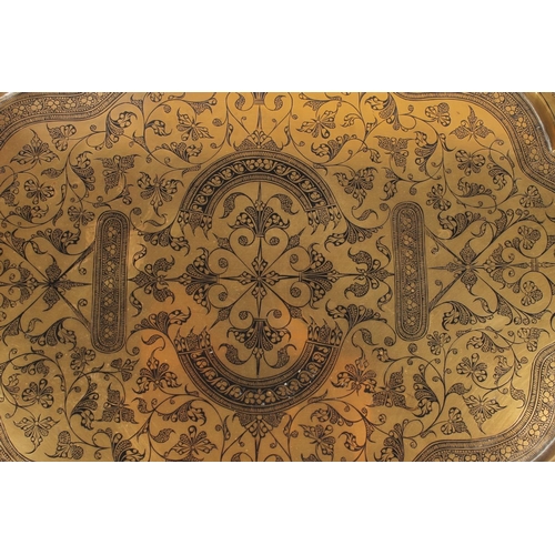 38 - Indian brass niello work two handled tray, 54cm wide.