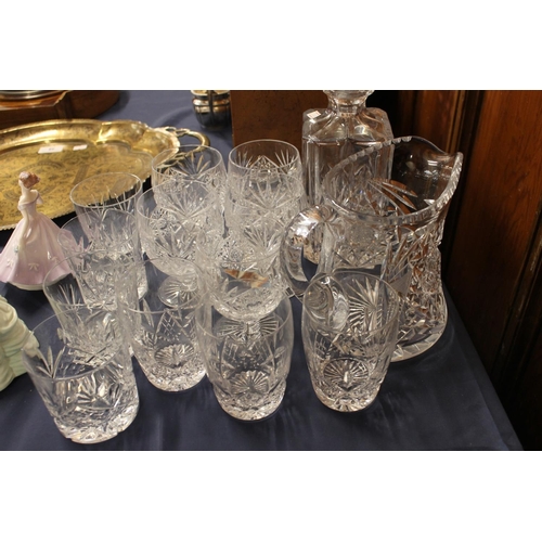 39 - Cut-glass decanters, tumblers, etc.