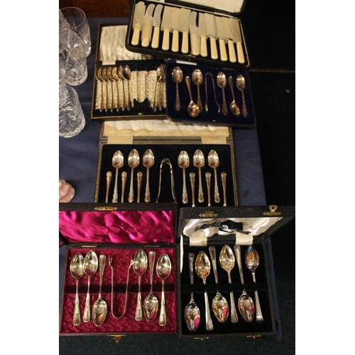 41 - Silver-plated flatware, cased.